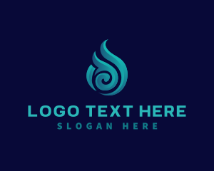 Gas - Fire Flame Swirl logo design