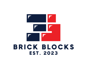 Blocks - Modern Brick Game Number 3 logo design