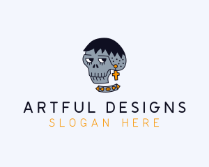 Skull Hipster Fashion logo design