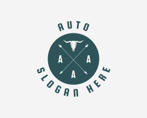Hunting - Animal Skull Arrow logo design