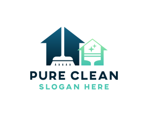 House Broom Squeegee Cleaning  logo design