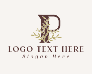 Aesthetician - Leaf Skincare Letter P logo design