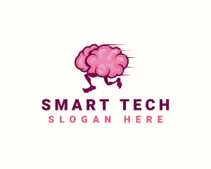 Smart - Running Brain Smart logo design