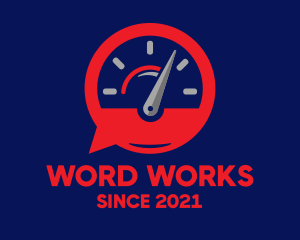 Word - Speedometer Chat Bubble logo design