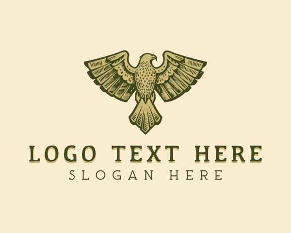 Hand Drawn - Falcon Bird Wings logo design