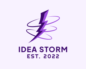 Spinning Purple Lightning logo design