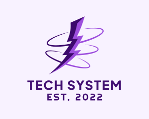 Power Plant - Spinning Purple Lightning logo design