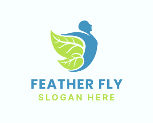 Leaf Man Flying Wings logo design