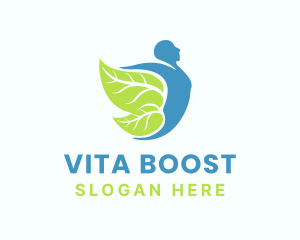 Vitamins - Leaf Man Flying Wings logo design
