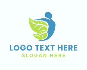 Vegetarian - Leaf Man Flying Wings logo design