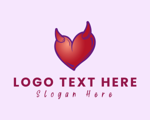 Black And Red - Naughty Horn Heart logo design