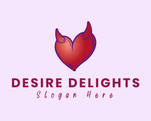 Lust - Naughty Horn Heart logo design