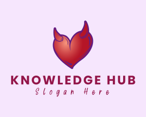 Temptation - Naughty Horn Heart logo design