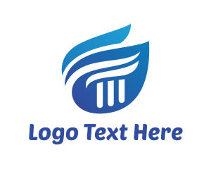 Law - Blue Leaf Pillar logo design
