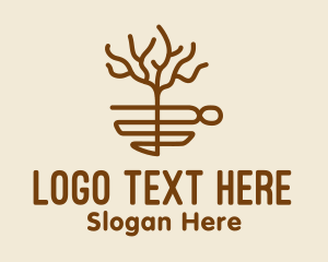 Coffee - Tree Cafe Monoline logo design