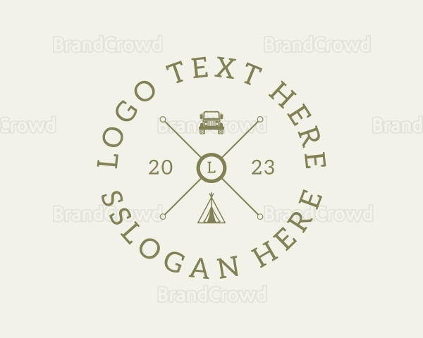 Retro Hipster Camping Travel Logo