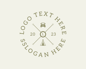 Recreational Vehicle - Retro Hipster Camping Travel logo design