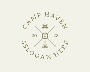 Retro Hipster Camping Travel logo design