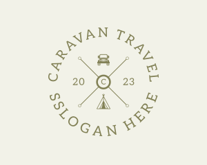 Caravan - Retro Hipster Camping Travel logo design