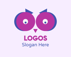 Cartoon - Puple Owl Eyes logo design