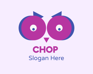 Bird - Puple Owl Eyes logo design