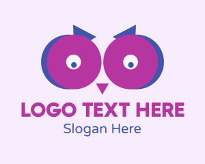 Tutorial Center - Puple Owl Eyes logo design