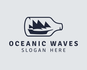 Ship - Nautical Bottle Ship logo design