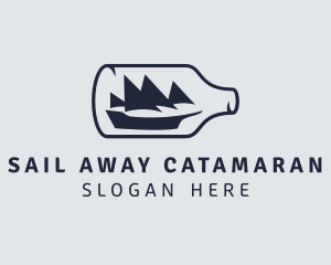 Catamaran - Nautical Bottle Ship logo design