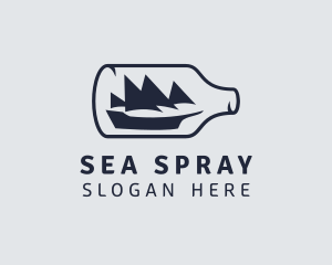 Nautical Bottle Ship logo design