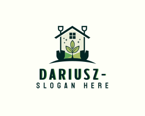 House - Greenhouse Plant Shovel logo design