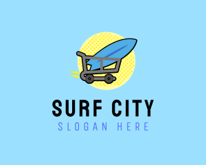 Surfboard Shopping Cart logo design