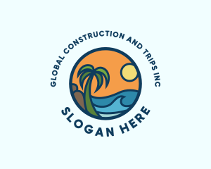 Palm Tree - Tropical Summer Beach Resort logo design