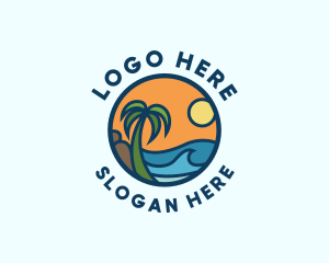 Beach - Tropical Summer Beach Resort logo design