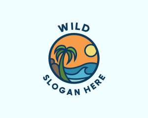 Pool - Tropical Summer Beach Resort logo design