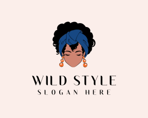 Bandana - Afro Hair Woman logo design