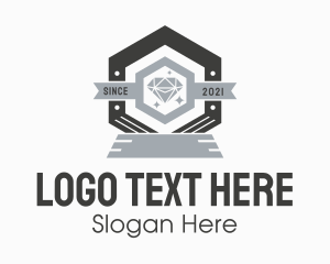Gem - Diamond Hexagon Badge logo design