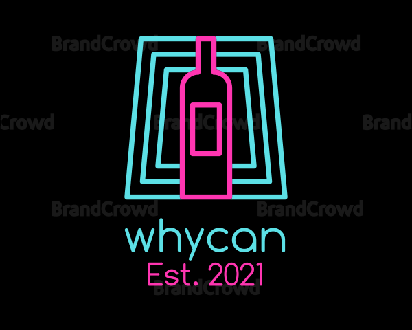 Wine Bottle Neon Nightclub Logo