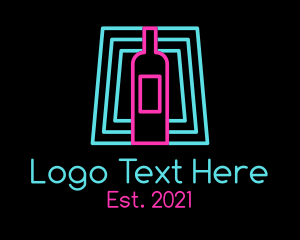 Glowing - Wine Bottle Neon Nightclub logo design