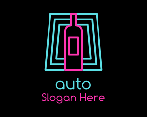 Wine Bottle Neon Nightclub Logo