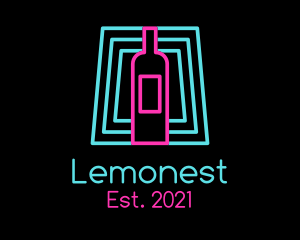 Glow - Wine Bottle Neon Nightclub logo design