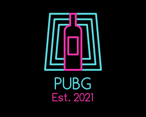 Liquor - Wine Bottle Neon Nightclub logo design