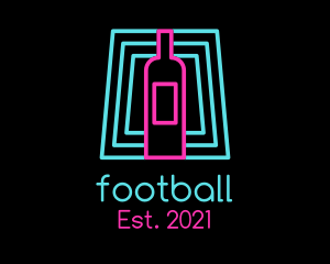 Cocktail - Wine Bottle Neon Nightclub logo design