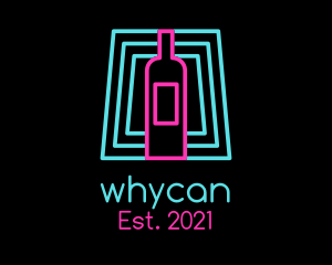 Party - Wine Bottle Neon Nightclub logo design