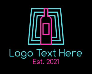 Nightspot - Wine Bottle Neon Nightclub logo design