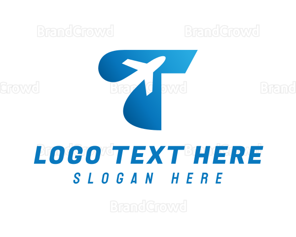 Airplane Flight Letter T Logo