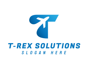 Airplane Flight Letter T logo design