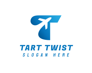 Airplane Flight Letter T logo design