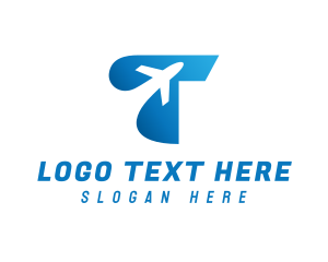 Commercial Plane - Airplane Flight Letter T logo design