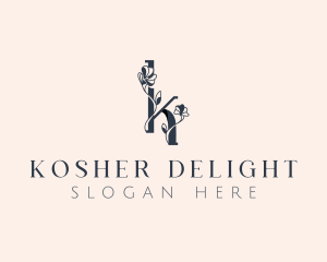 Elegant Chic Floral Letter K logo design