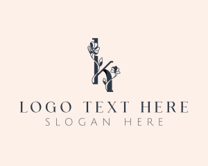 Spa - Elegant Chic Floral Letter K logo design